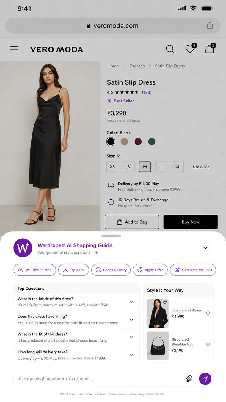WardrobeIt shopping assistant recommending complete outfit options